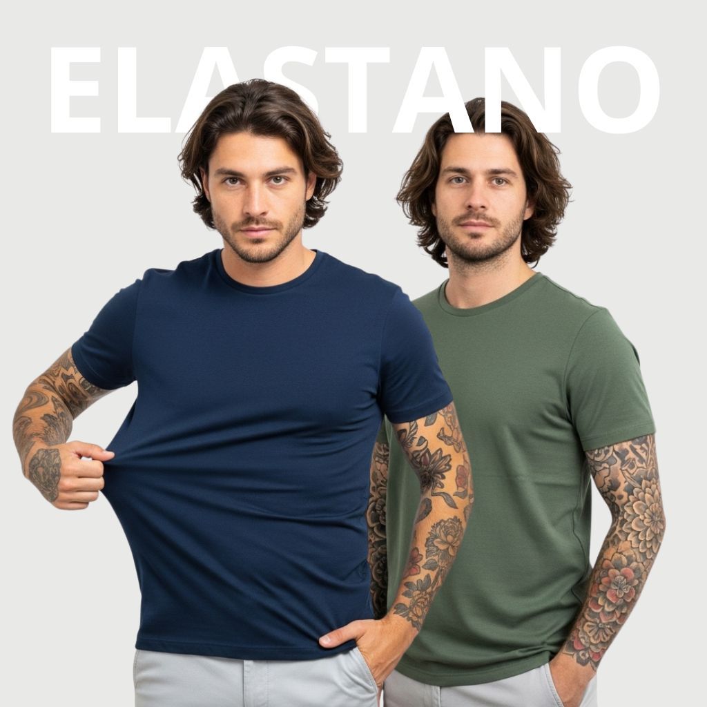 KIT 2 Camiseta Masculina Premium Tradicional com Elastano