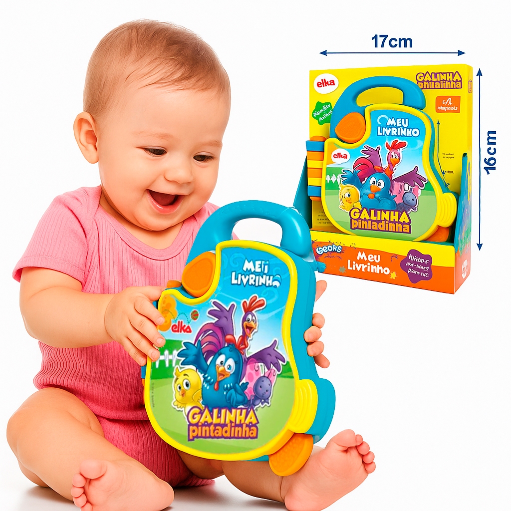 Meu Livrinho Galinha Pintadinha Musical Bebê Brinquedos de Menino e Menina Infantil Elka