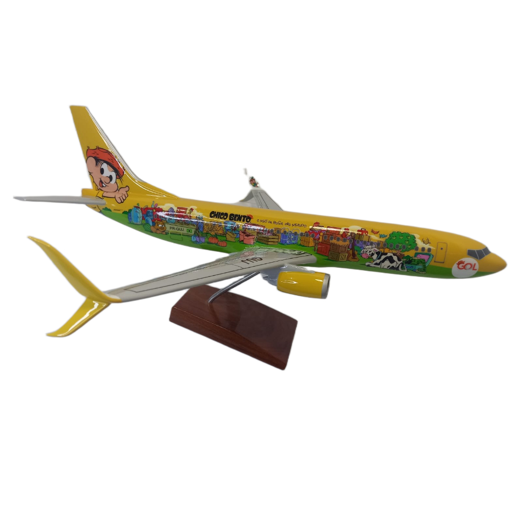 Maquete de Avião em Resina B-737-800 Gol Chico Bento 40 cm
