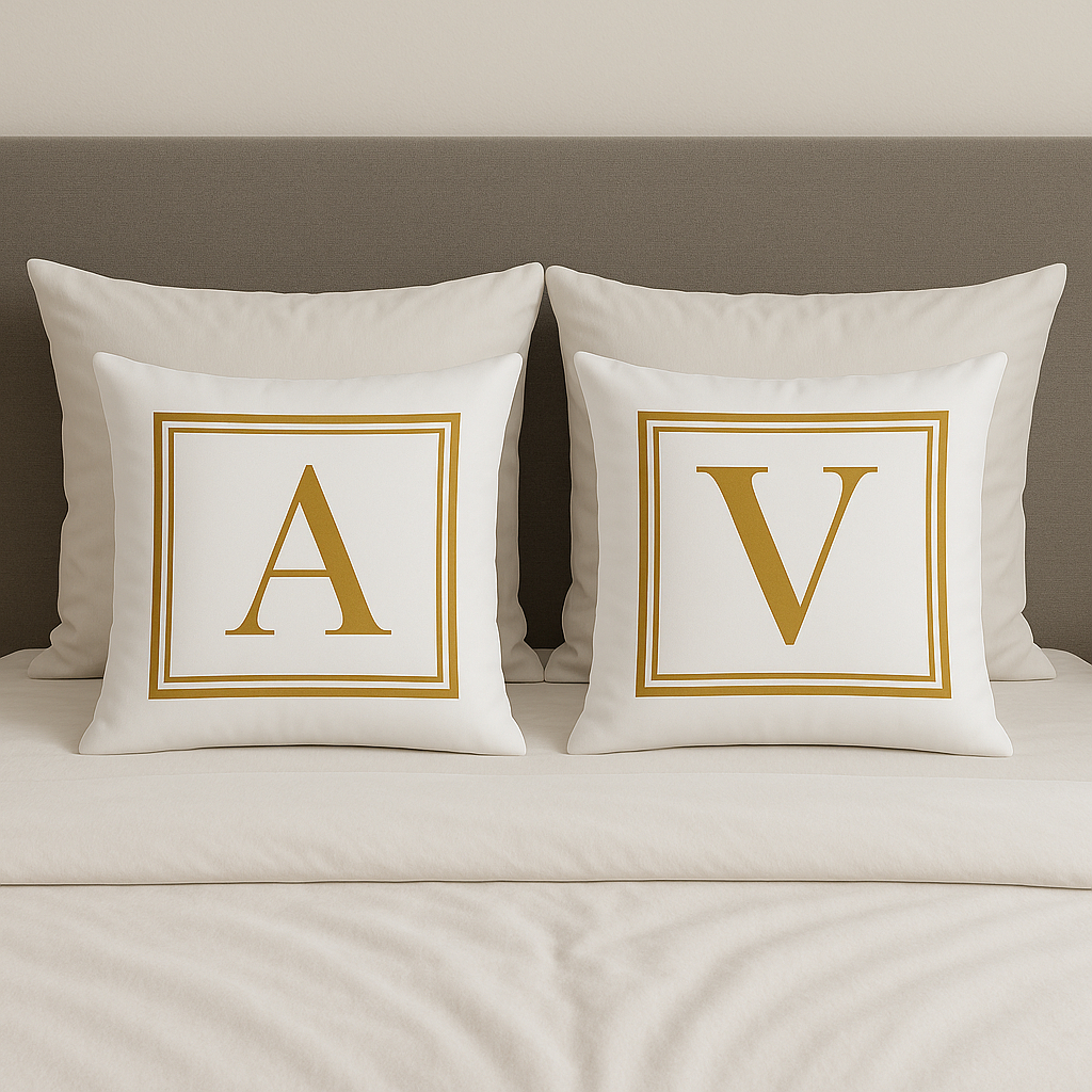 Almofadas 50x50 Cheias decorativas Com Suas inicias decoração Para Cama Sofá Sala Casa