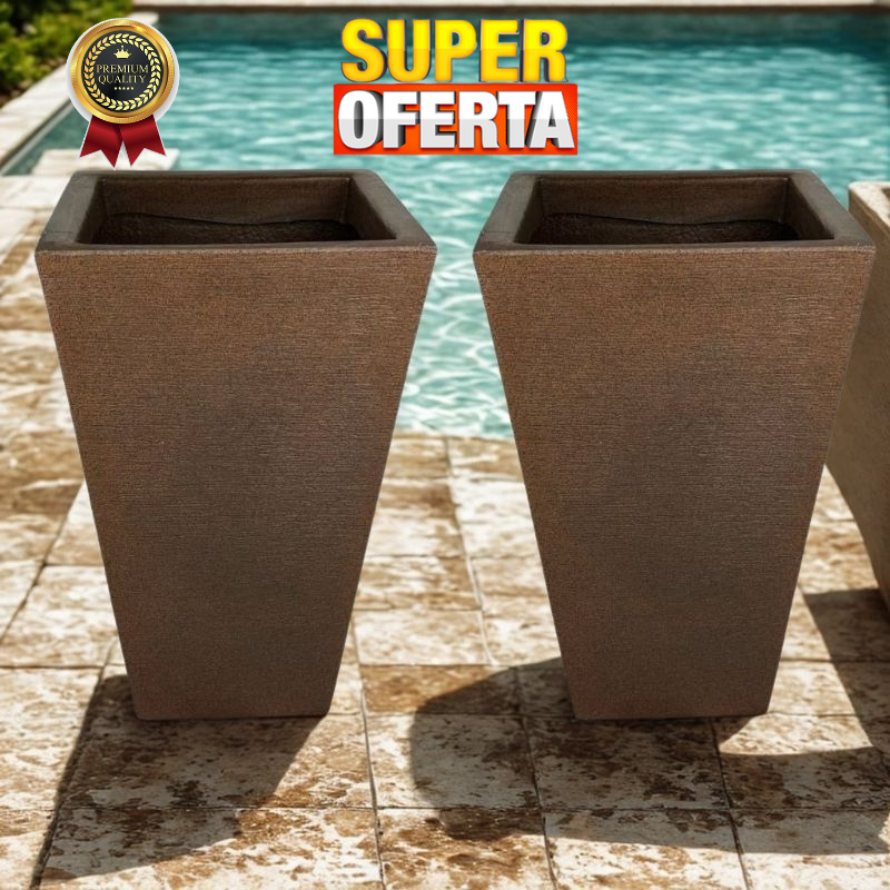 vaso de planta grande decorativo polietileno quadrado luxo GRANDE 50X33X33 em Oferta na Shopee