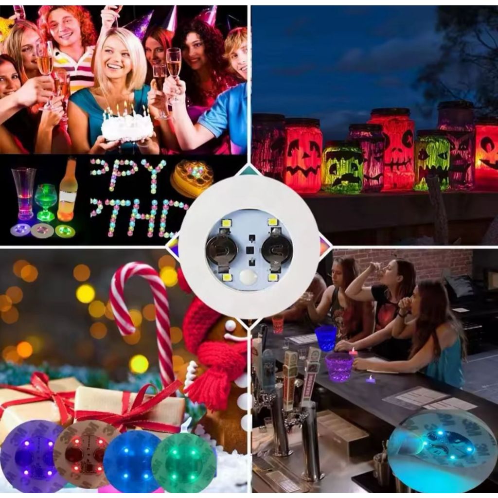 (Kit de 6) Adesivo Led Base Luminoso Para Copos e Garrafa Para Festa