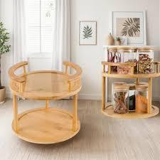 Porta Tempero Prateleira Giratória Organizador Giratório 2 Andares multiuso Com Suporte Bambu Escada em Oferta na Shopee
