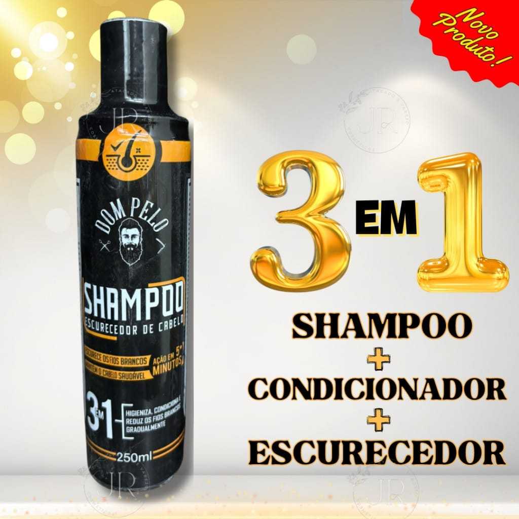 Shampoo Escurecedor De Cabelos 3 Em 1 Unissex Brancos Grisalhos Dom Pelo - 250ml em Oferta na Shopee