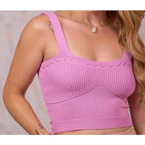 Blusa feminina Blusinha Cropped Tricô/tricot Modal básica Candy Color moda verão