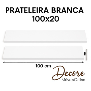 Kit 2 Prateleira MDF TX Branca 100x20cm – Suporte Invisível Decoração e Organização em Oferta na Shopee