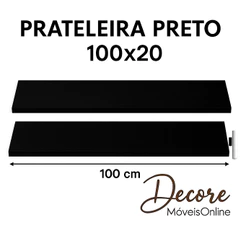 Kit 2 Prateleiras MDF preto TX 100x20cm – Suporte Invisível Decorativa Salas, Cozinhas