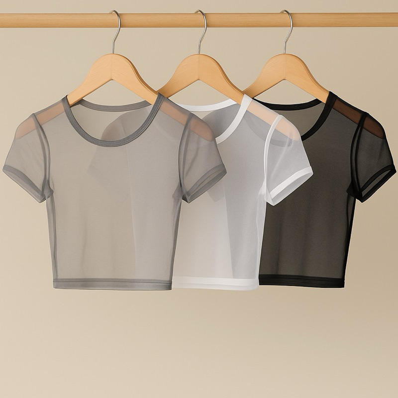 Cropped Tule Feminino Sexy – Blusa Transparente Estilo Blogueira em Oferta na Shopee