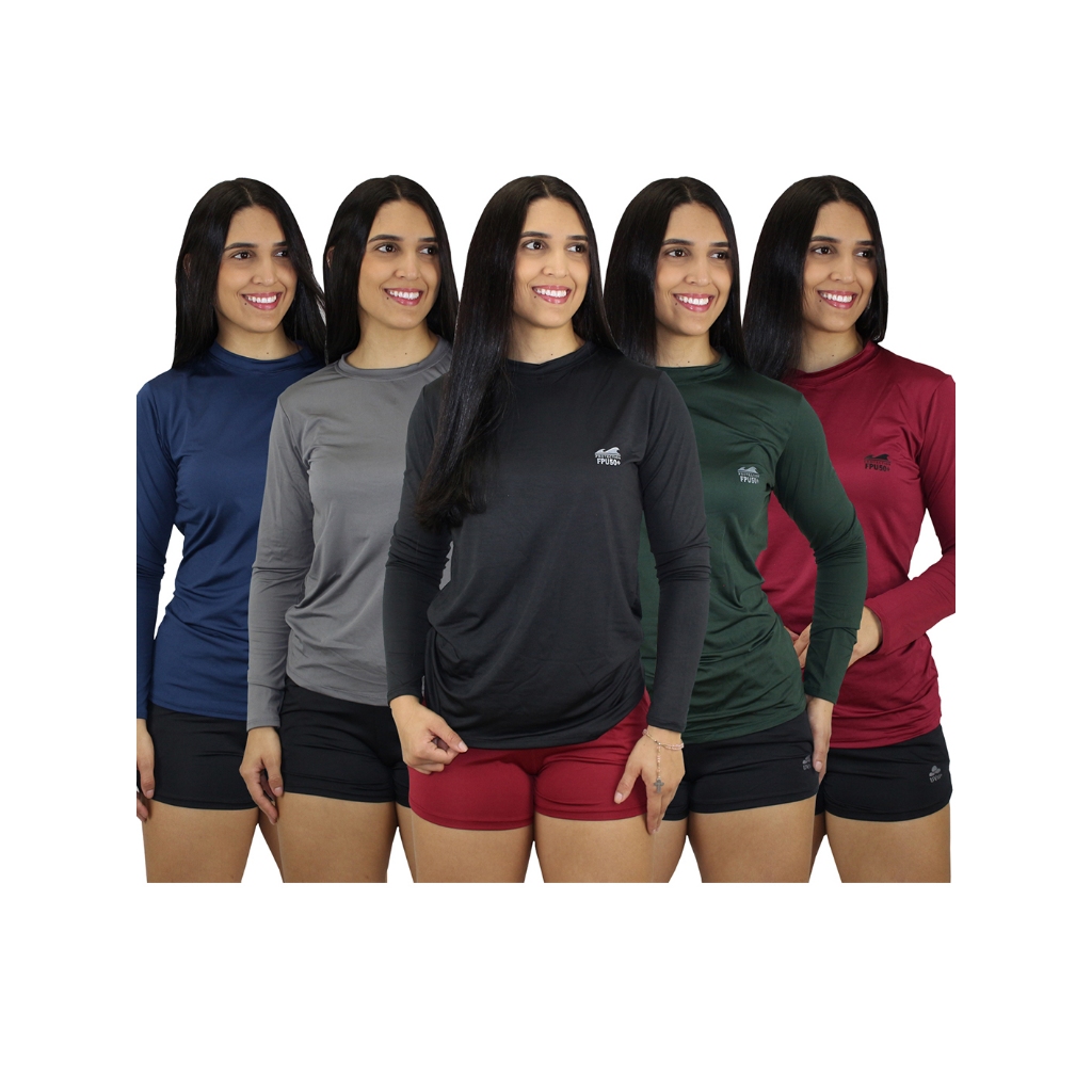 Blusa Camisas Térmica Feminina Proteção Solar Uv Bike Academia
