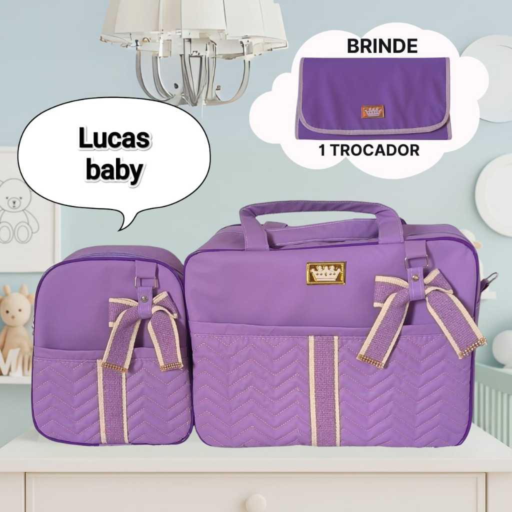 KIT BOLSA maternidade  2 Peças laço +mimo-Lucas Baby