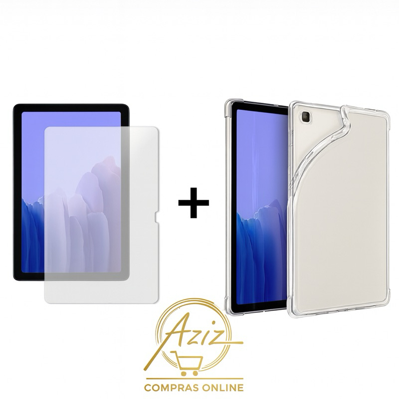 Kit Capa Anti-Impacto Transparente + Película 3D Vidro Temperado Tablet Samsung Galaxy A8 T290 T295 Resistente
