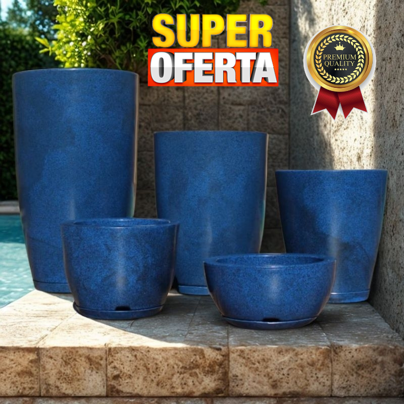 Kit 5 Vasos Para Plantas Decorativos Luxo Coluna Lisa N3+N2+N1+ Bojo N1 + Bacia N1 Com Prato em Oferta na Shopee