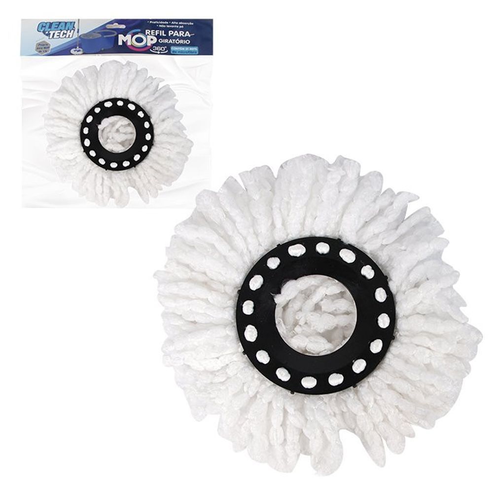 Refil Mop Giratório Flat Alta Absorção 13 Litros 8 Litros Flat Triângulo Eficiente Fácil Troca Limpeza Prática Rápida