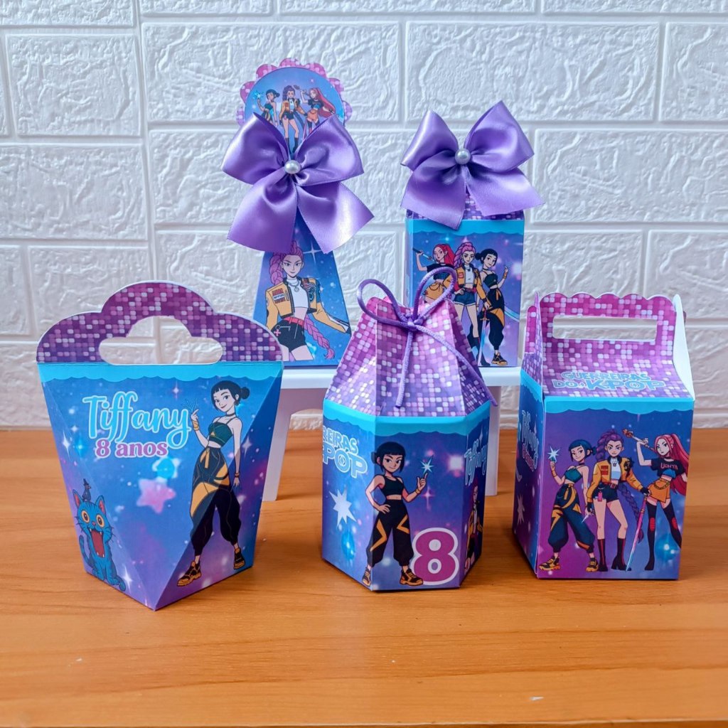 Kit Personalizado Guerreiras do KPOP (Pegue e monte) Lembrancinhas Caixinhas Aniversário Menina