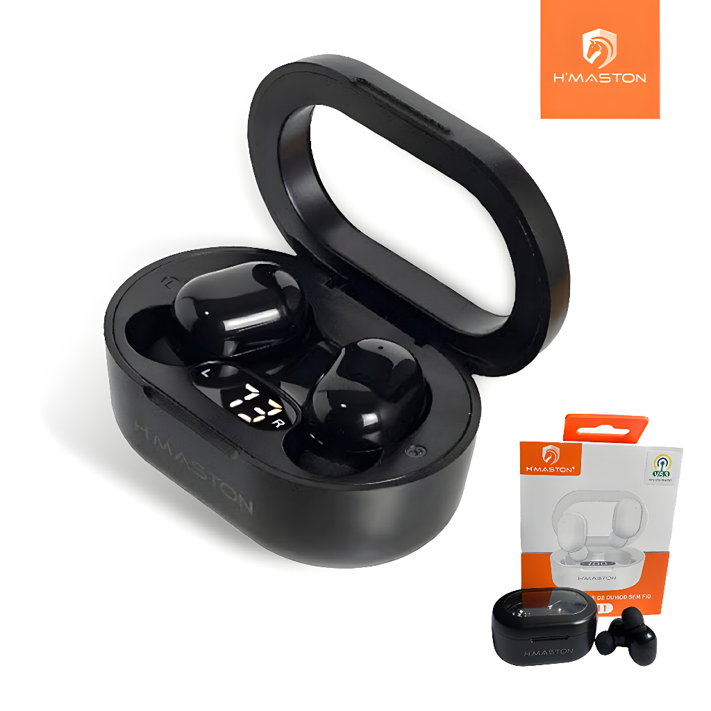 H'MASTON TWS Fones Bluetooth 5.3 Fone De Ouvido Sem fio original controle de toque display