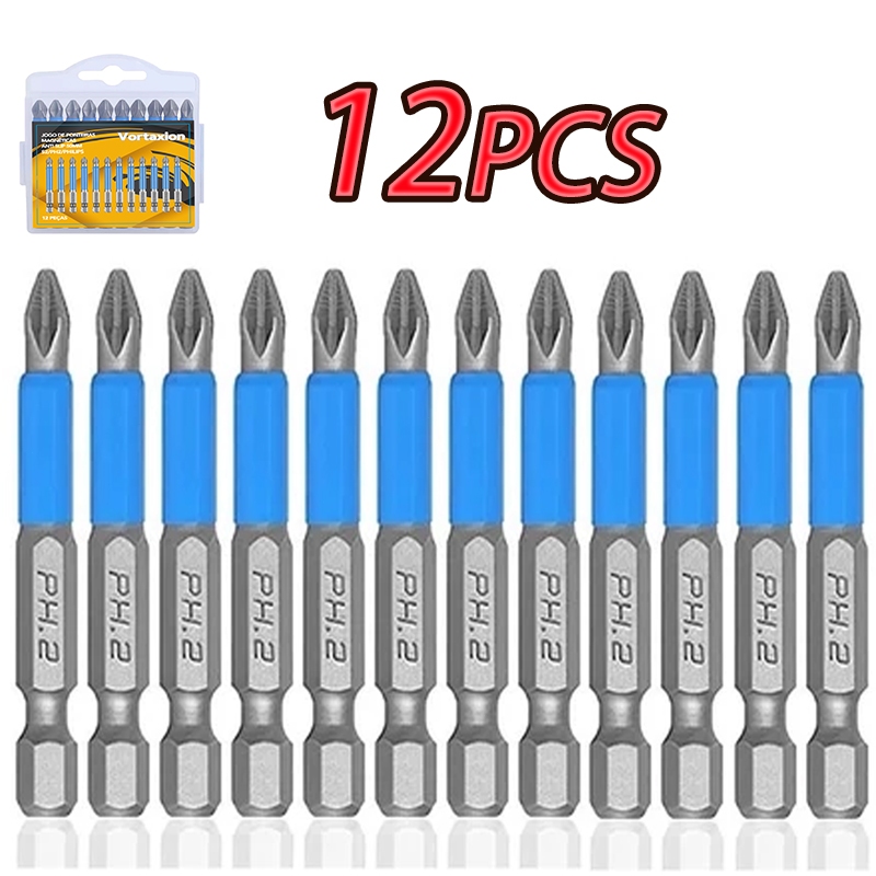 【12pcs】Ponteira Phillips Imantada Furadeira Parafusadeira Antiderrapante