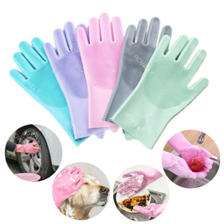 Luvas de Limpeza Multifuncionais de Silicone para Lavar Louças na Cozinha e Dar Banho em Pets em Oferta na Shopee