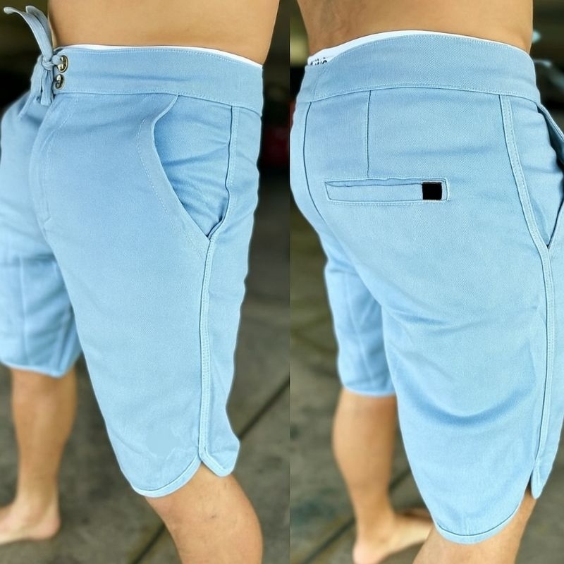 Bermuda sarja masculina, Bermuda casual com cadarço em Oferta na Shopee