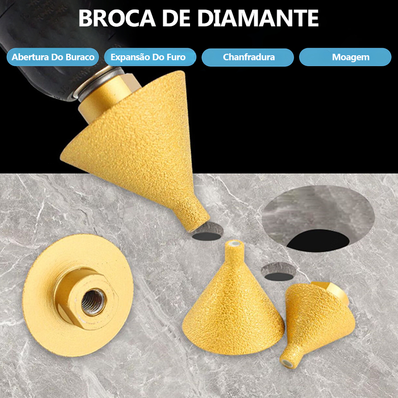 【M14*50】Broca Cônica Serra Copos Diamantada 9mm até 50mm Porcelanato Granito Cerâmica Para Lixadeira M14