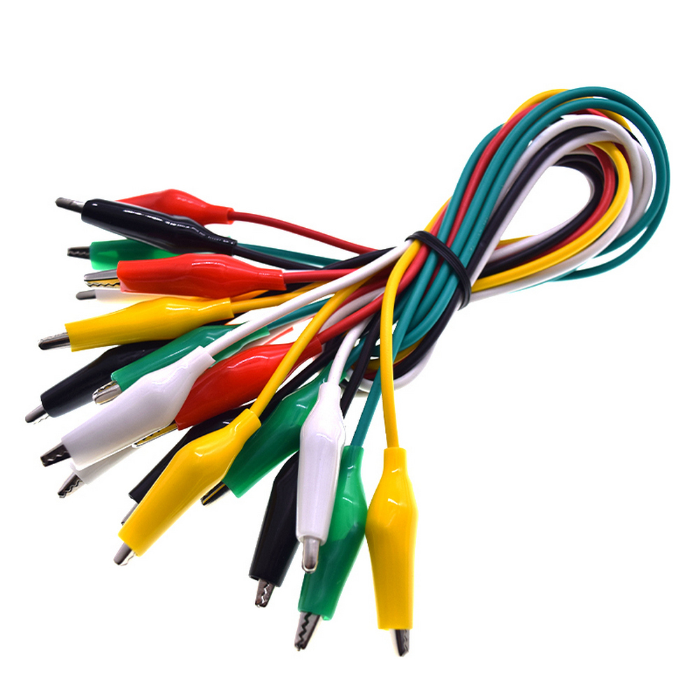 Jogo com 10 Cabos Jumper Coloridos para Eletrônica com Garra Jacaré 50cm 5 cores
