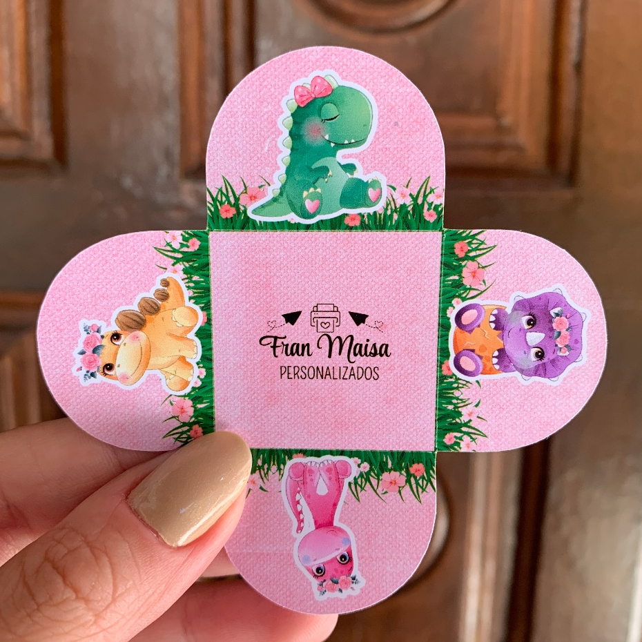 Envio em 24h Forminhas para Doces Dino Baby Menina 4 Pétalas Festa Aniversário Personalizadas