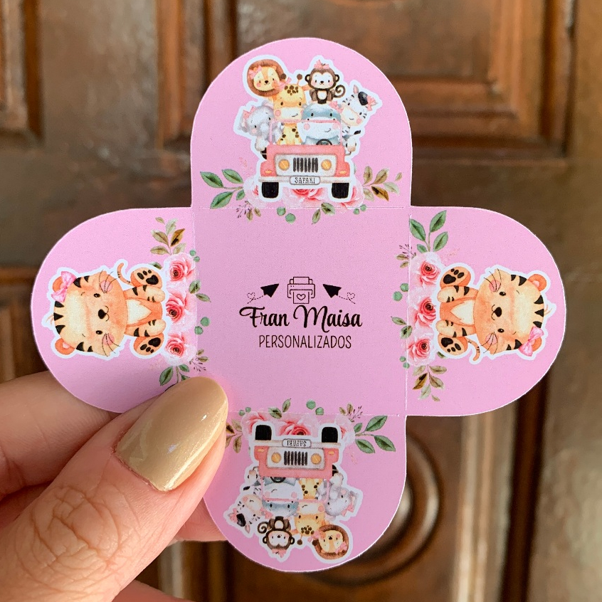 Envio em 24h Forminhas para Doces Safari Menina 4 Pétalas Festa Aniversário Personalizadas