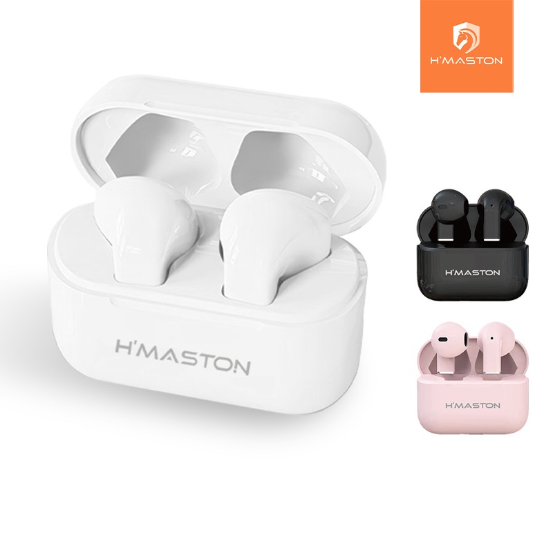 H'MASTON Fone De Ouvido Sem fio Bluetooth 5.3 semi-in-ear TWS Fones Redução De Ruído Com Microfone