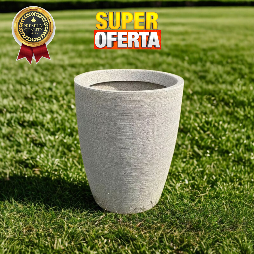 Vaso Grande para Plantas Flor Jardim Moderno em Polietileno Decorativo Cone Grafiato Escovado Luxo