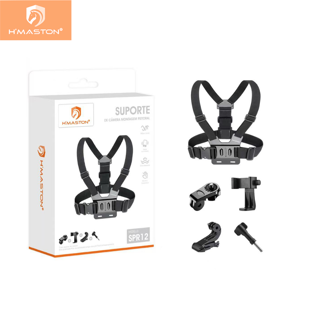 H'maston SPR12 SUPORTE DE CAMERA MONTAGEM PEITORAL Ajustável 360°  Vídeo E Filmagem Esporte em Oferta na Shopee