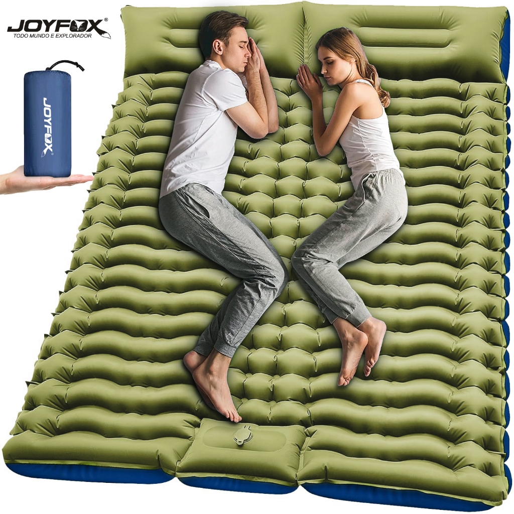Colchão Inflável 203x136x10cm Automático De Casal Sleeping Pad Ar Externo Portátil De Acampamento em Oferta na Shopee