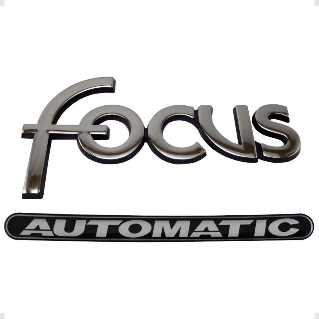 Emblema Focus Cromado Com Fundo Preto E Adesivo Automatic