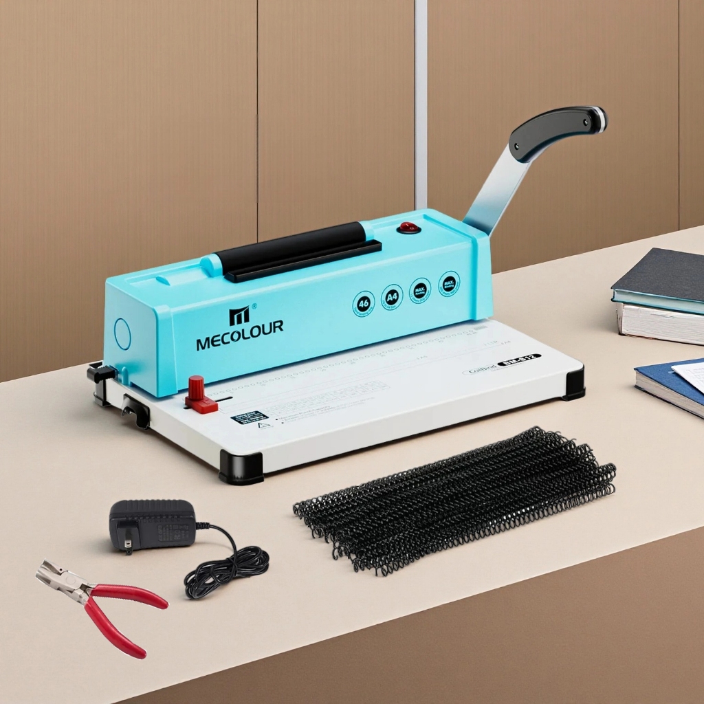 Encadernadora Elétrica A4 46 Furos 12 Folhas + 100 Wire-o Plástico 4mm Mecolour