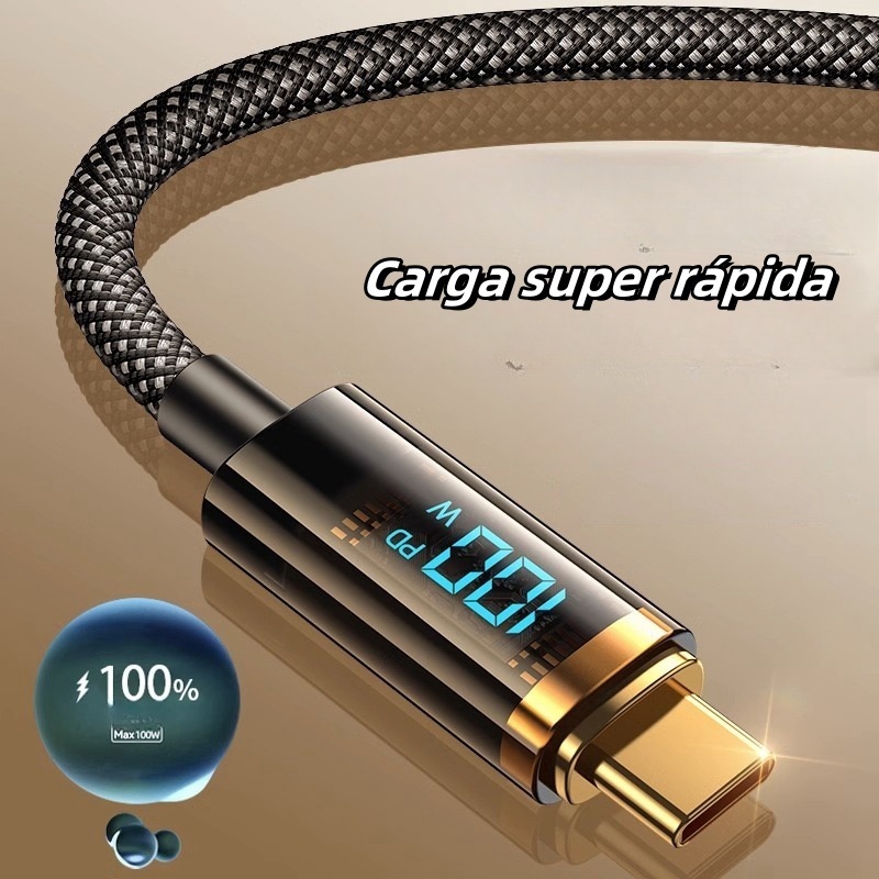 Carregador PD 100W Completo Cabo USB C 66W Visor Digital Universal -A2 em Oferta na Shopee