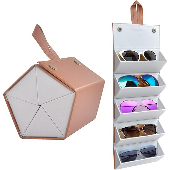 Porta Óculos Estojo Portátil Organizador Viagem Necessaire Dobrável 5/3 Divisórias