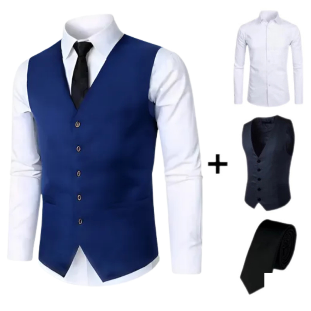 Kit Casamento Camisa Social Branca + Colete Masculino P/ Ternos Social + Gravata - Promoção