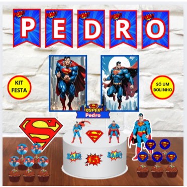 kit só um bolinho super homem mesversario aniversario festa personalizado com nome super man