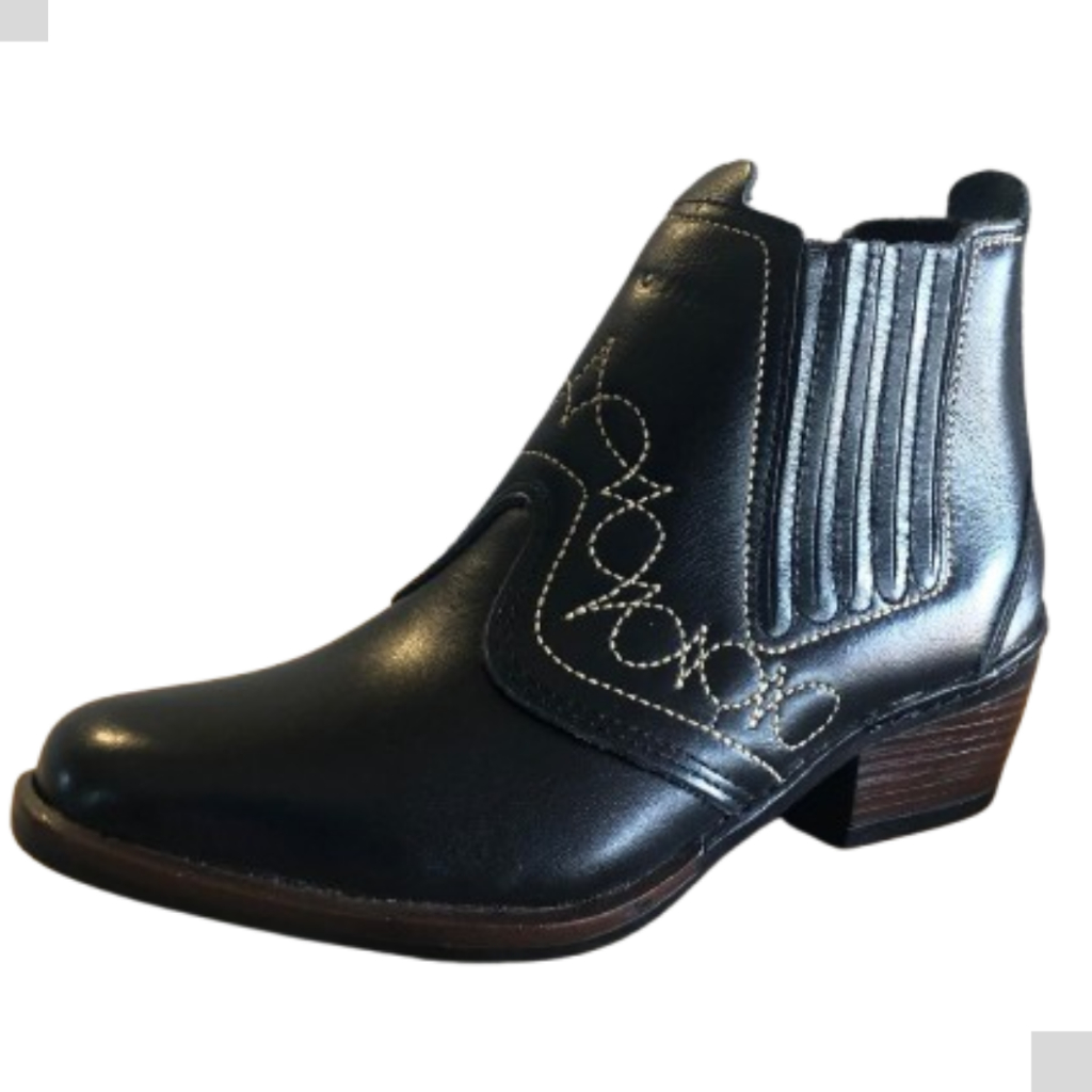 Bota Country Cowboy Texana Botina Masculina Couro Legitimo Cor Preta Couro Legitimo Solado Costurado 3636