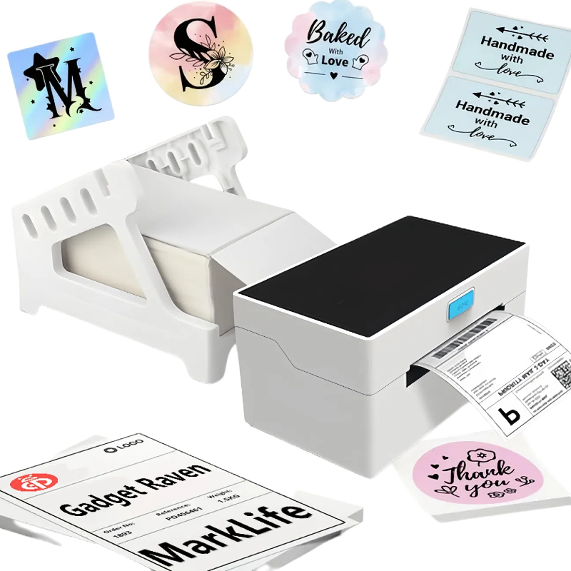 Impressora De Etiqueta Termica com suporte Portatil  Branco Sem Ribbon 110mm Usb impressão rápida Alta definição em Oferta na Shopee