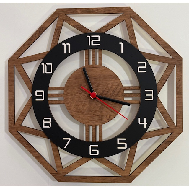 Relógio de Parede Octógono Geométrico em MDF em Oferta na Shopee