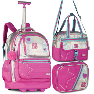 Kit Mochila de Rodinhas Hologáfica  Rebecca Bonbon com Lancheira Térmica Estojo Escolar Clio em Oferta na Shopee