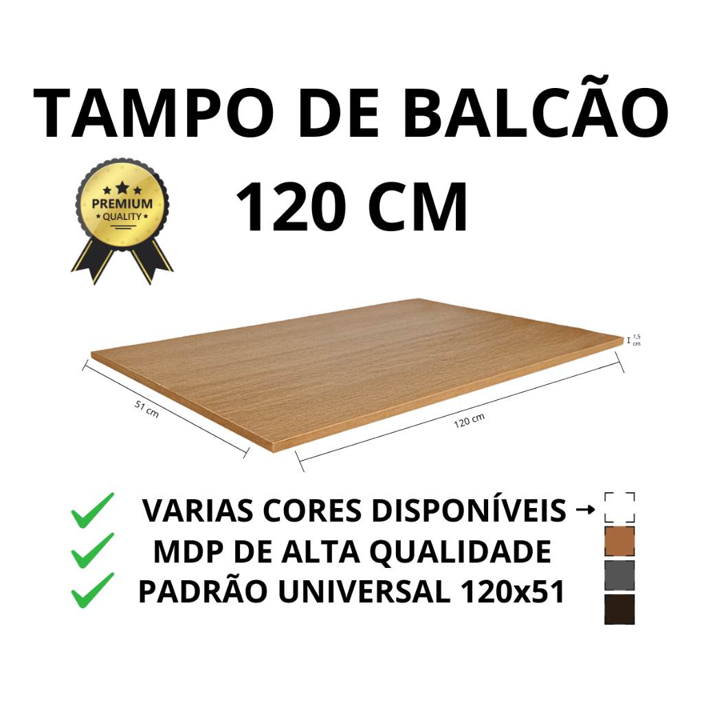 Tampo De Cozinha 120x51 cm Tampo para Balcão Pia e Cooktop De Madeira Resistente e Compacto Móvel UP