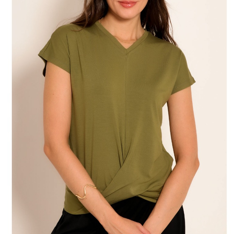 Detalhes do Blusa Feminina com Torção Elegante Premium Confortável Dia a Dia