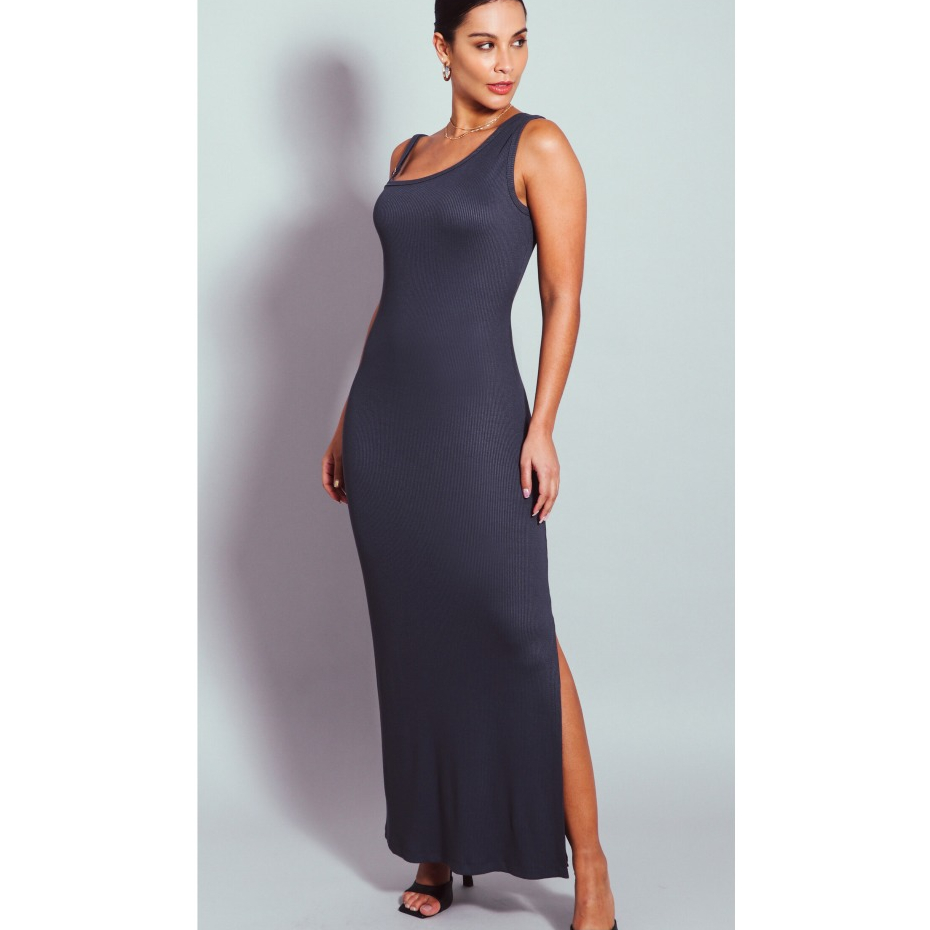 Vestido Feminino Longo Canelado Elegante Premium Tendência Fashion em Oferta na Shopee