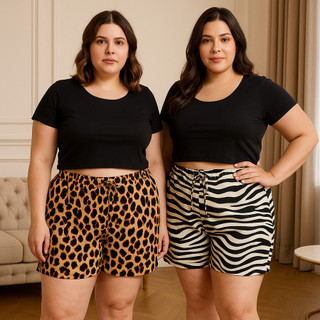 Shorts/Bermuda Viscolinho Plus Size – Frescor com Estilo! Modelagem Plus Size real – do GG (48) ao G4 (56)