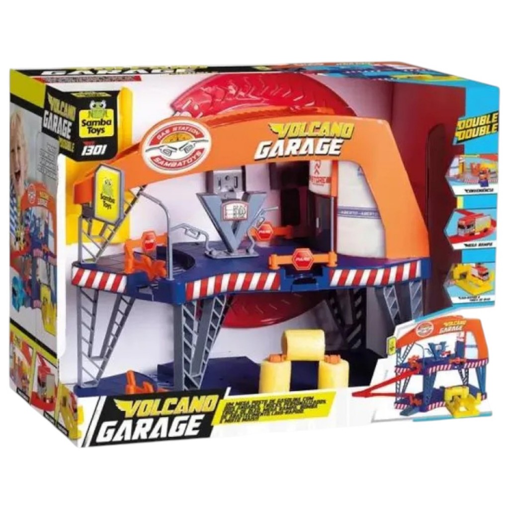 Brinquedo Volcano Garagem Posto de Gasolina Com Acessórios Brinquedo Menino Educativo Sambatoys