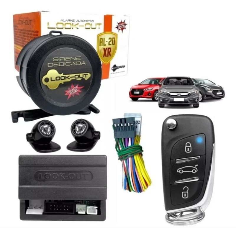 Alarme Automotivo Al 20xr Txc com 1 Controle Chave Canivete Compatível Veículos Nacional e Importado