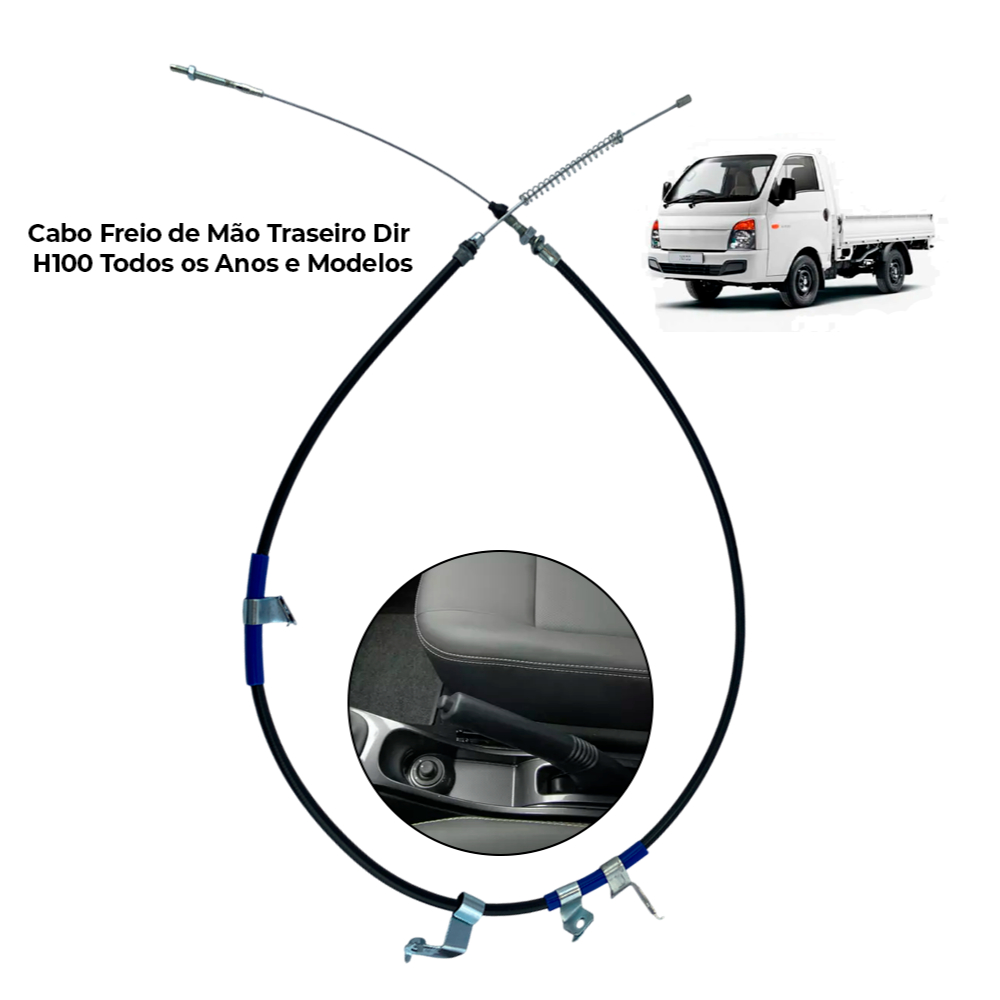 Cabo do Freio de mão Traseiro Direito compatível com Hyundai H100 Todos anos e modelos