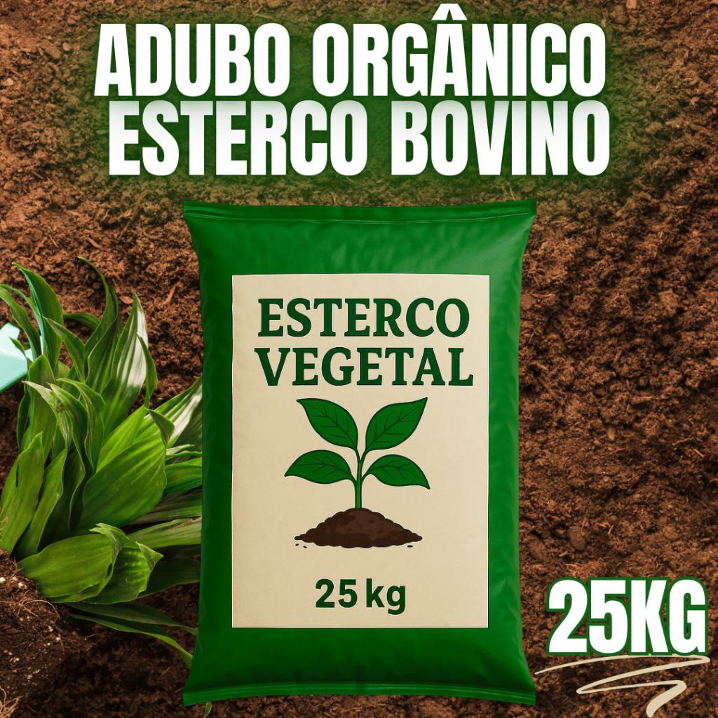 Esterco Bovino Curtido 25kg Adubo Orgânico Horta Jardim Vasos Plantas Forte Crescimento Nutrientes em Oferta na Shopee