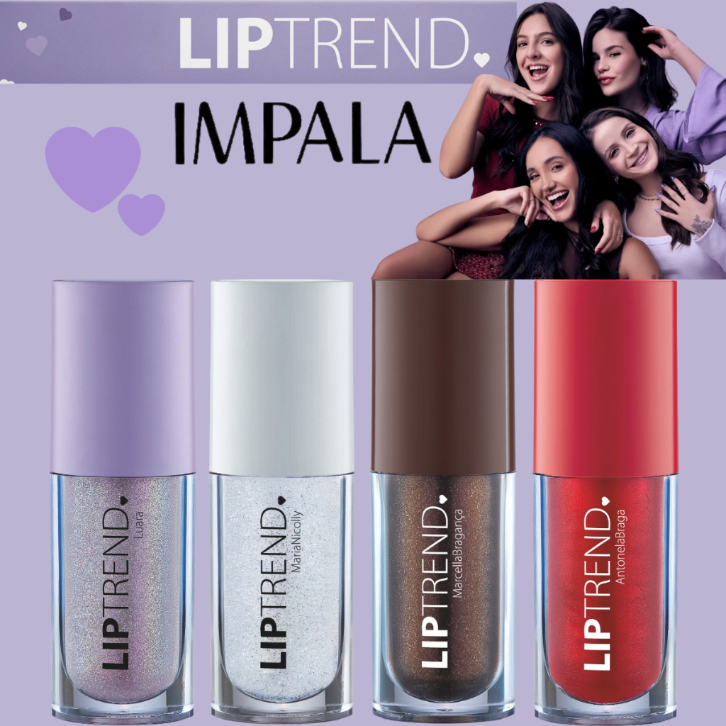 Kit 4 Brilho Labial LipTrend Influencers POV: Impala Nova Coleção Lançamento Blogueiras Gloss