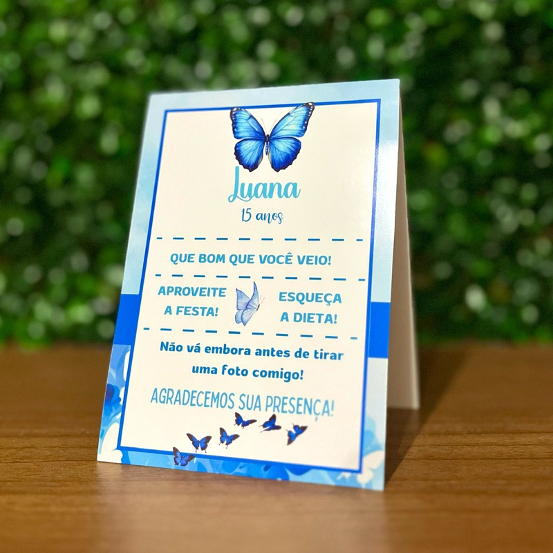 Centro de Mesa Borboleta Azul - Plaquinha de Mesa para Aniversário Borboleta Azul em Oferta na Shopee